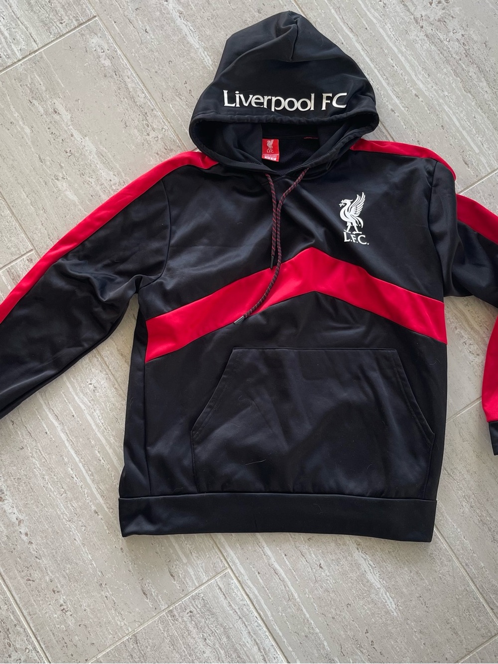 Official Icon Sports Liverpool FC Black Red Chevron Pullover Hoodie Mens Size M